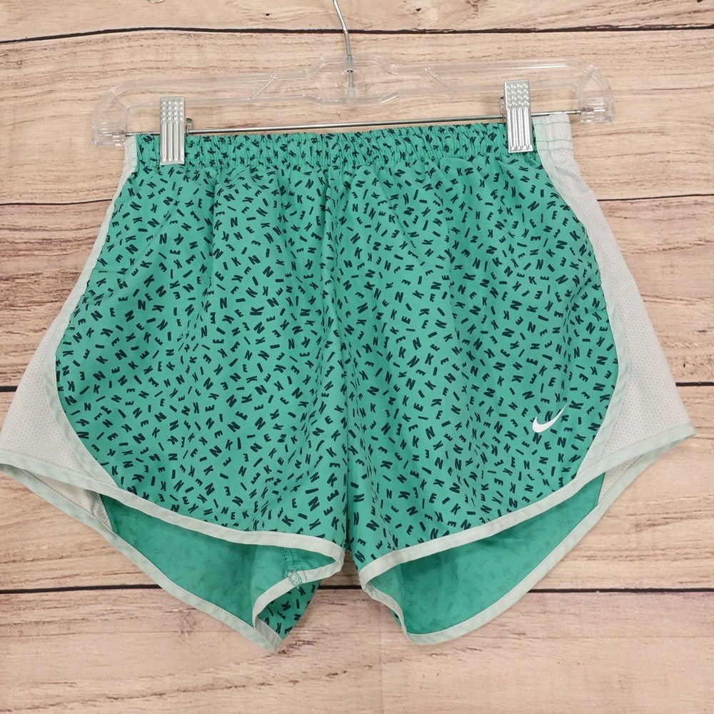 Nike Dri-FIT Shorts Womens L Green Geometric Athletic Running Lined Drawstring